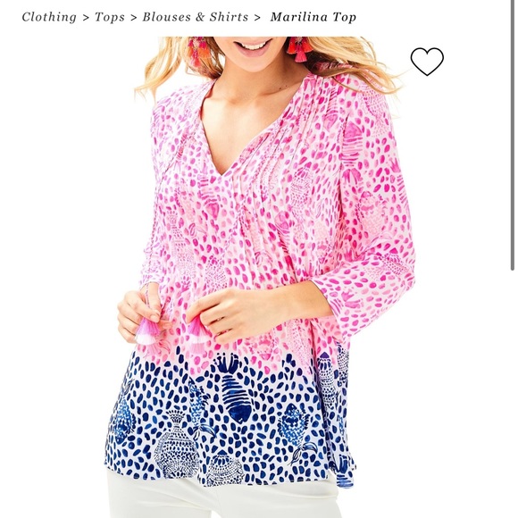 Lilly Pulitzer Tops - pink, white, & blue Lilly Pulitzer Marlina 3/4 sleeve top size large